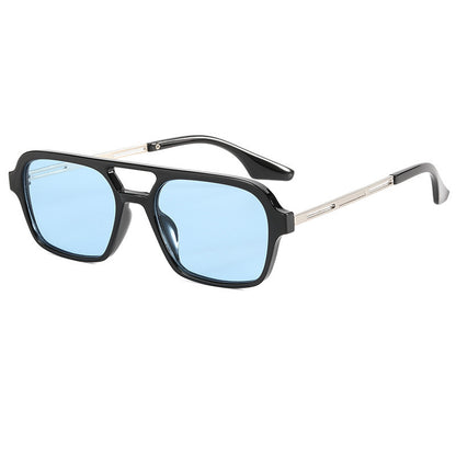 Sunglasses Star With The Same Retro Black Frame Double Beam Plain Glasses
