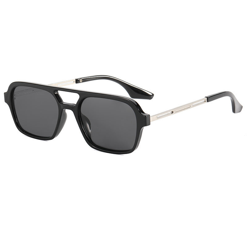 Sunglasses Star With The Same Retro Black Frame Double Beam Plain Glasses